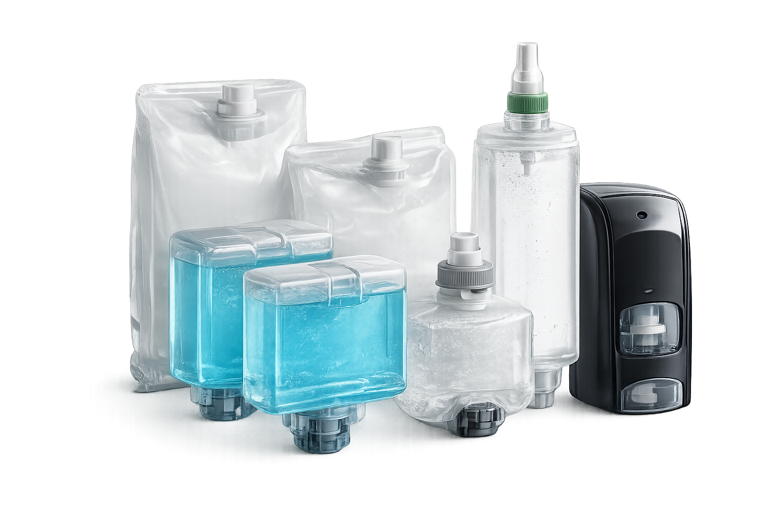 Refill cartridges for steady paper and soap dispenser replenishment